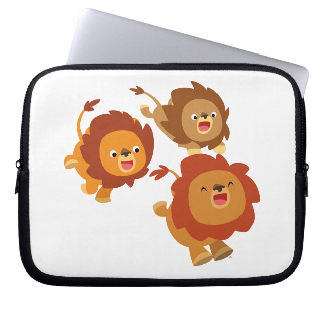 Lycklig trio av Cute Tecknad Lejon Laptop sleeve (Framsidan)