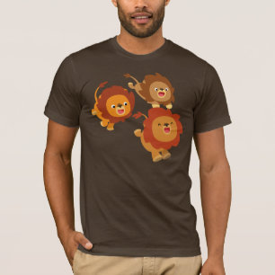 Lycklig Trio av den gulliga tecknadlejonT-tröja Tee Shirt