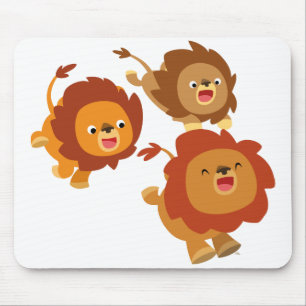 Lycklig Trio Cute Tecknad Lejon Mousepad Musmatta