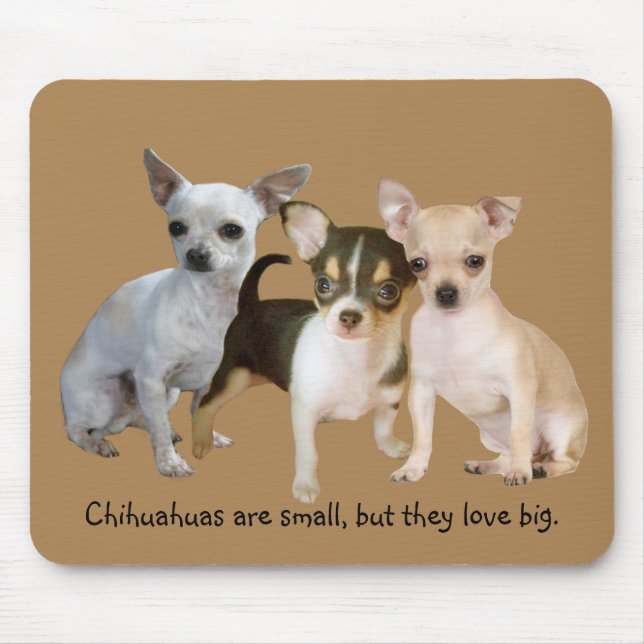 Lycklig Trio Mousepad för Chihuahua Musmatta (Framsidan)