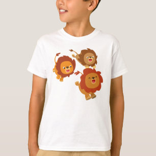 Lycklig Trio of Cute Tecknad Lejon Children T-Shir T-shirt