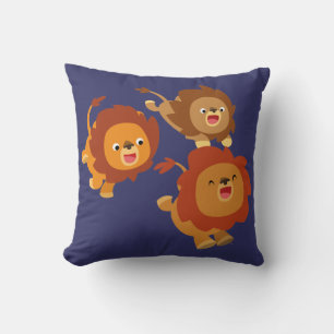 Lycklig Trio of Cute Tecknad Lejon Pillow Kudde