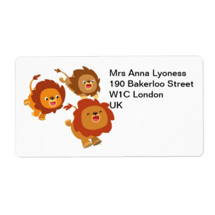 Lycklig-trion för Cute Tecknad Lejon-etikett Fraktsedel