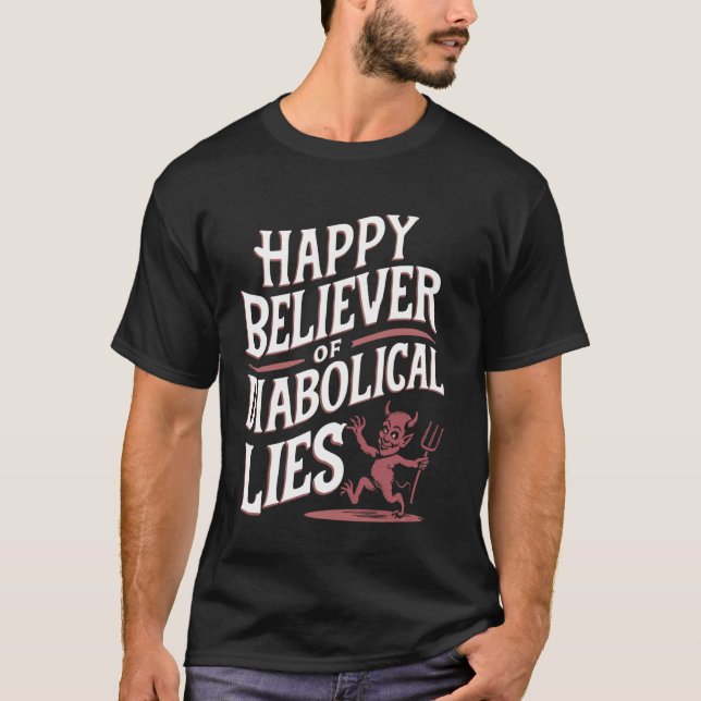 Lycklig troende för djävulska Liggra 2 T Shirt (Framsida)