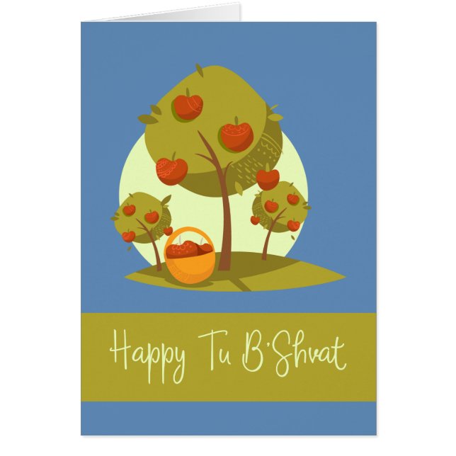 Lycklig Tu B'Shvat Hälsningskort (Framsidan)
