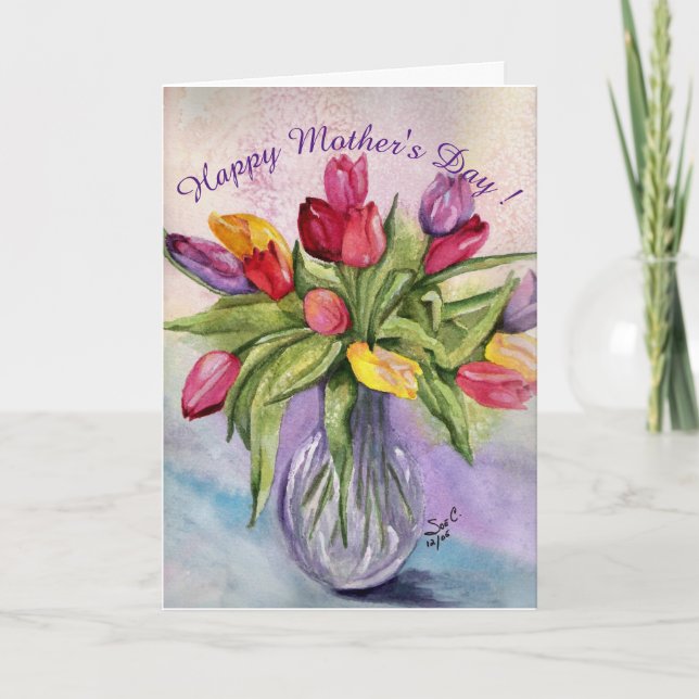 Lycklig Tulip Bouquet Kort (Framsida)