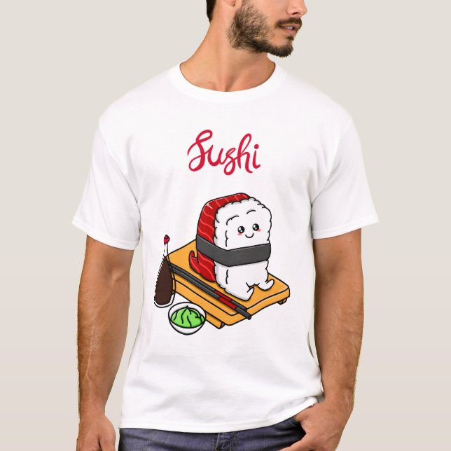 Lycklig Tuna Sushi T Shirt (Framsida)