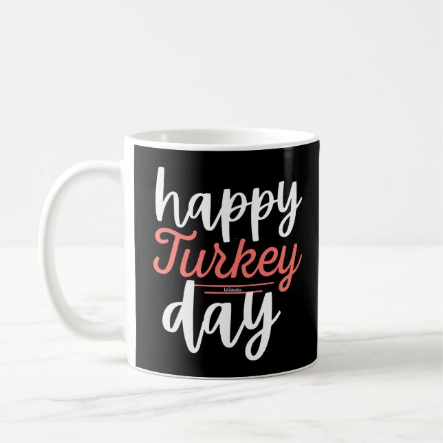 LYCKLIG TURKEY DAY Lekande thanksgiving turkey Kaffemugg (Vänster)
