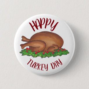 Lycklig Turkiet Dag Thanksgiving Dinner Cranbär Knapp