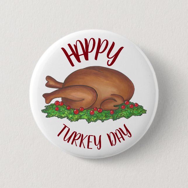 Lycklig Turkiet Dag Thanksgiving Dinner Cranbär Knapp (Framsida)