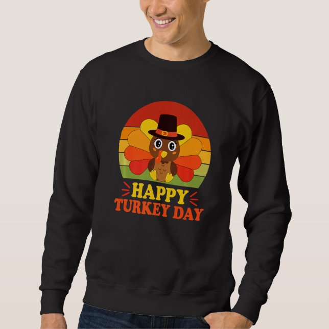 Lycklig Turkiet-dagen Baby Turkiet-Thanksgivingen  Lång Ärmad Tröja (Framsida)