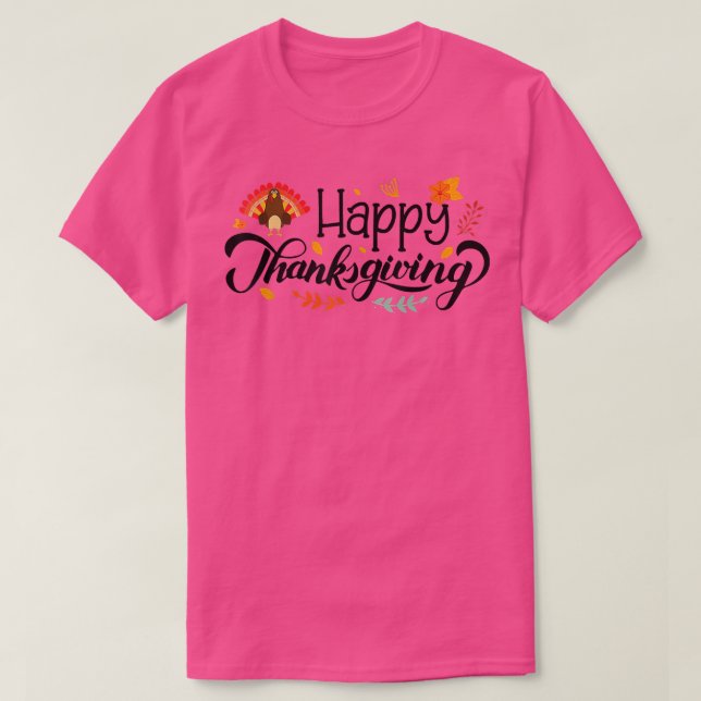 Lycklig Turkiet-dagen - fall Höst löv Thanksgiving T Shirt (Design framsida)
