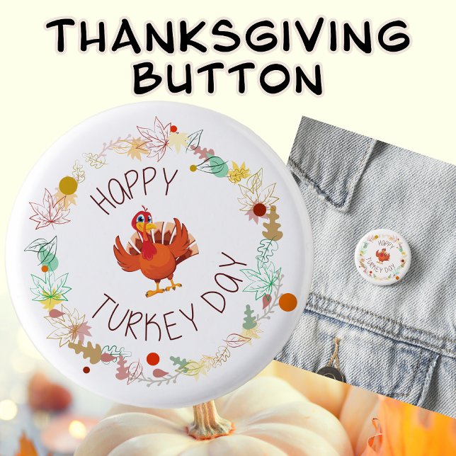 Lycklig Turkiet-dagen Roligt Thanksgiving Turkiet Knapp (Happy Turkey Day Thanksgiving Button)