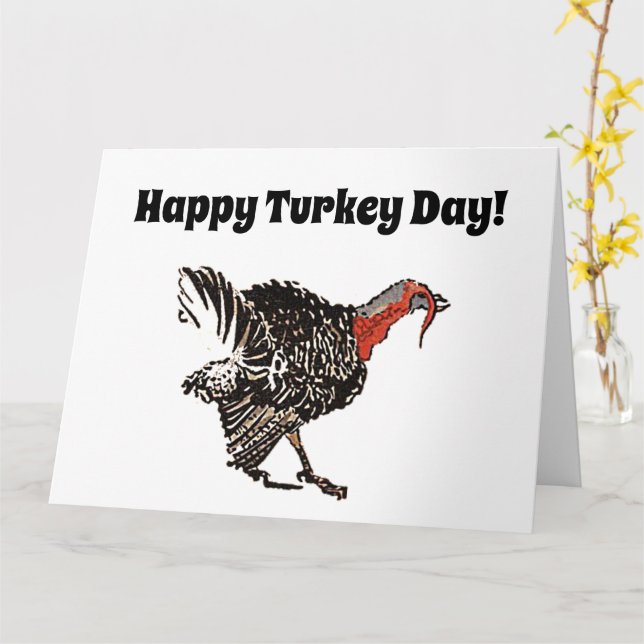 Lycklig Turkiet-dagen Tecknad Thanksgiving Tecknin Kort (Gul blomma)