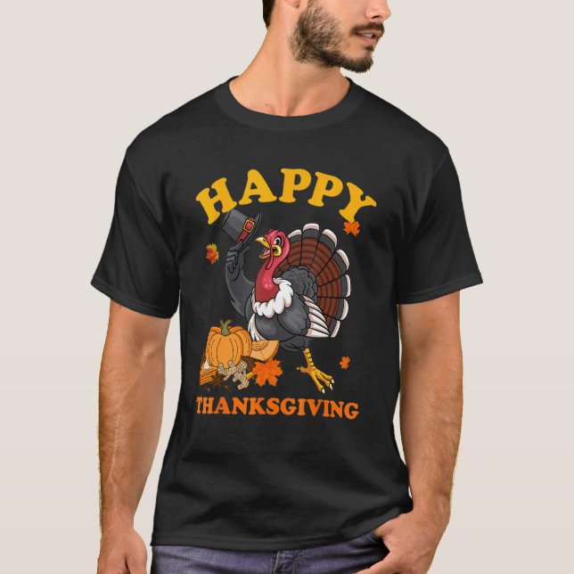 Lycklig Turkiet-dagen Thanksgiving Dag höst Holi T Shirt (Framsida)