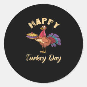 Lycklig Turkiet-dagen Thanksgiving Torsdag jul Runt Klistermärke