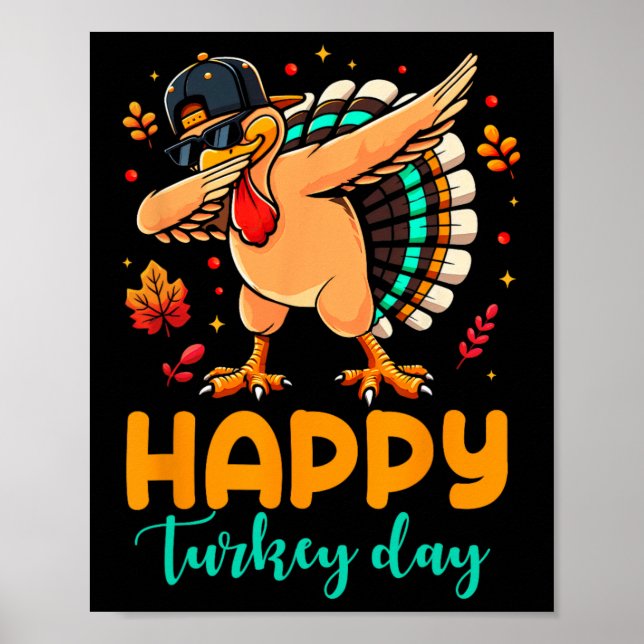 Lycklig Turkiet-dagen Thanksgiving Turkiet Pilgrim Poster (Framsidan)