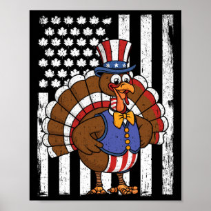 Lycklig Turkiet-dagen, Thanksgiving, USA flagga, p Poster