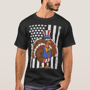 Lycklig Turkiet-dagen, Thanksgiving, USA flagga, p T Shirt