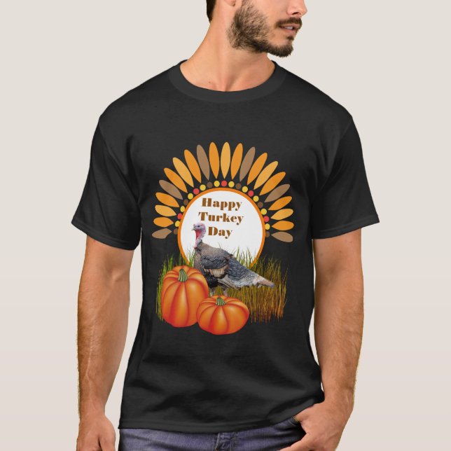 Lycklig Turkiet-dagen / Thanksgivingen T Shirt (Framsida)