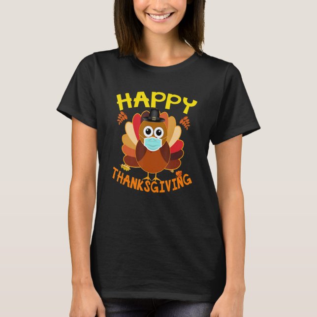 Lycklig Turkiet Day Cute Little Pilgrim Maks Thank T Shirt (Framsida)
