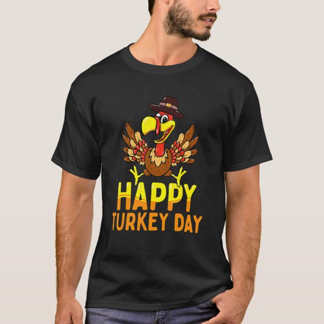 Lycklig Turkiet Day Cute Little Pilgrim Thanksgivi T Shirt (Framsida)