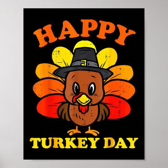 Lycklig Turkietdagen Shirt Cute Little Pilgrim Tha Poster (Framsidan)
