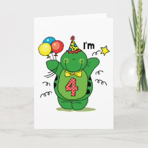 Lycklig Turtle 4e födelsedagen Kort