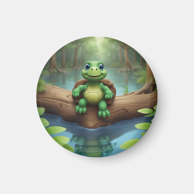 Lycklig Turtle Birthday Magnet (Framsidan)