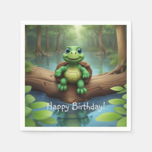 Lycklig Turtle Birthday Pappersservett