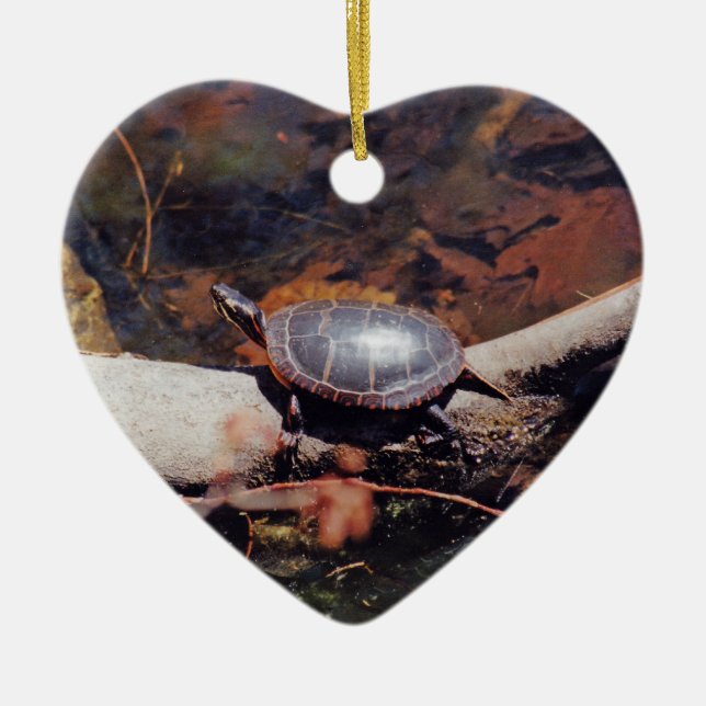 Lycklig Turtle Julgransprydnad Keramik (Framsidan)