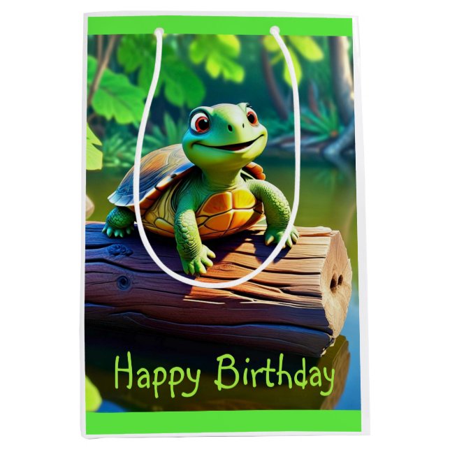 Lycklig Turtle Medium Gift Bag (Framsidan)