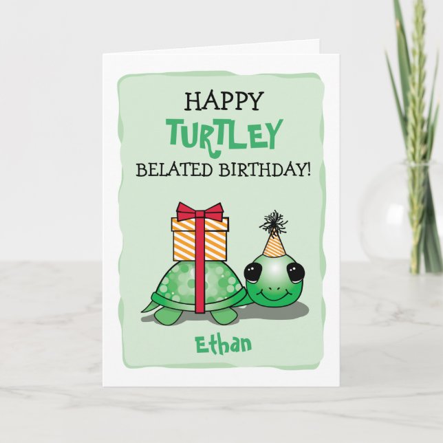 Lycklig Turtley Belet Birthday Card med sköldpadda Kort (Framsida)