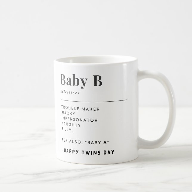 Lycklig Twillingar Dag Baby A och Baby B Kaffemugg (Höger)