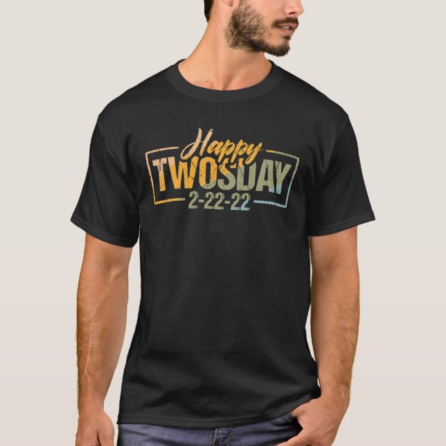 Lycklig Twosday Funny Math Teacher T Shirt (Framsida)