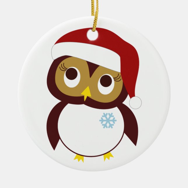 Lycklig Uggla-dagar Julgransprydnad Keramik (Framsidan)