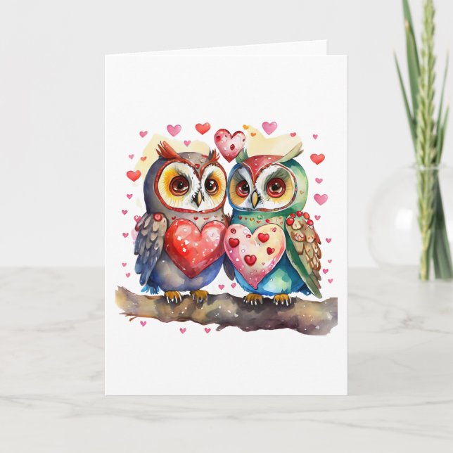 Lycklig Uggla i Kärlek BLANK Kort (Framsida)