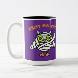 Lycklig Uggla-Ween! Uggla Mummy Halloween Coffee M Två-Tonad Mugg