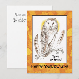 Lycklig "Uggla'oween Flat Hallowen Card Julkort