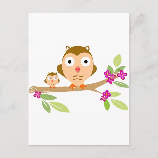 Lycklig Ugglor Vykort (Framsida)