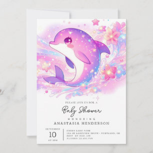 Lycklig under Sea Dolphin Baby Shower Inbjudningar