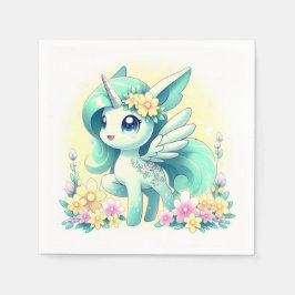 Lycklig Unicorn Baby Shower Pappersservett