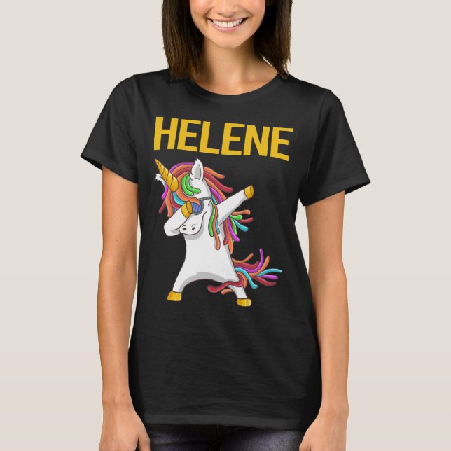 Lycklig Unicorn - Helene Namn T Shirt (Framsida)
