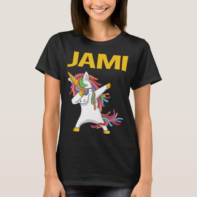 Lycklig Unicorn - Jami Namn T Shirt (Framsida)