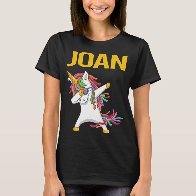 Lycklig Unicorn - Joan Namn T Shirt (Framsida)