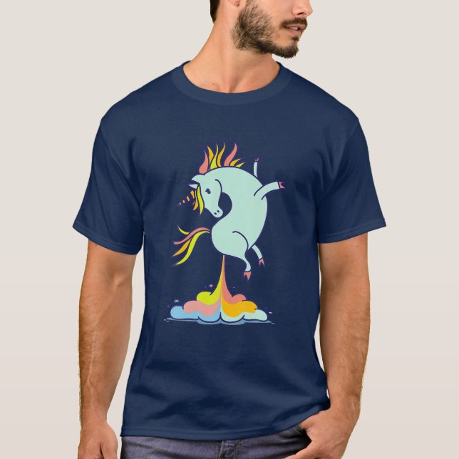 Lycklig Unicorn Poop Funny Magic Rainbow Gift T Shirt (Framsida)