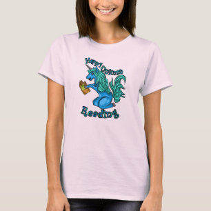Lycklig Unicorn Reading Färg Tee