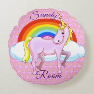 Lycklig Unicorn Round Pillow Rund Kudde
