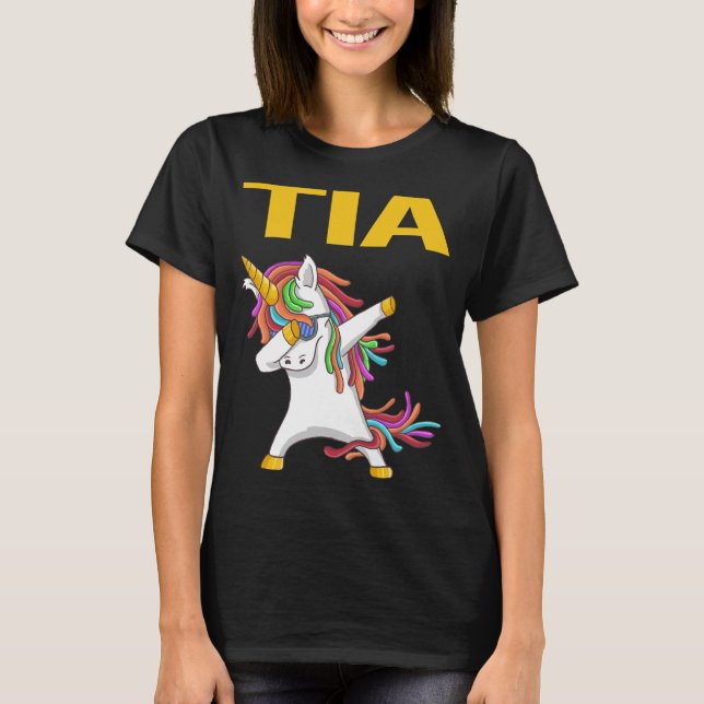 Lycklig Unicorn - Tia Namn T Shirt (Framsida)