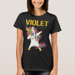 Lycklig Unicorn - Violet Namn T Shirt